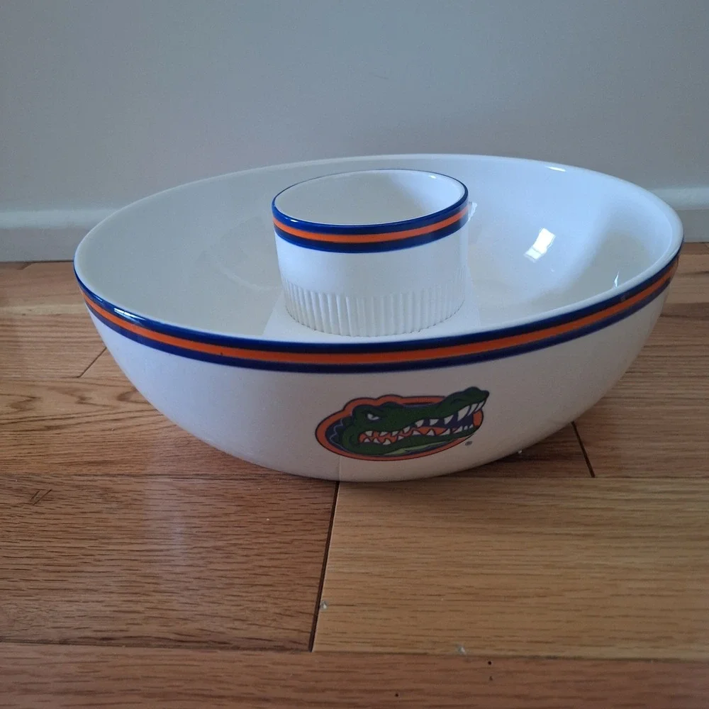 The Memory Company Florida Gators 2004 Chip and Dip Bowl Set White Ceramic